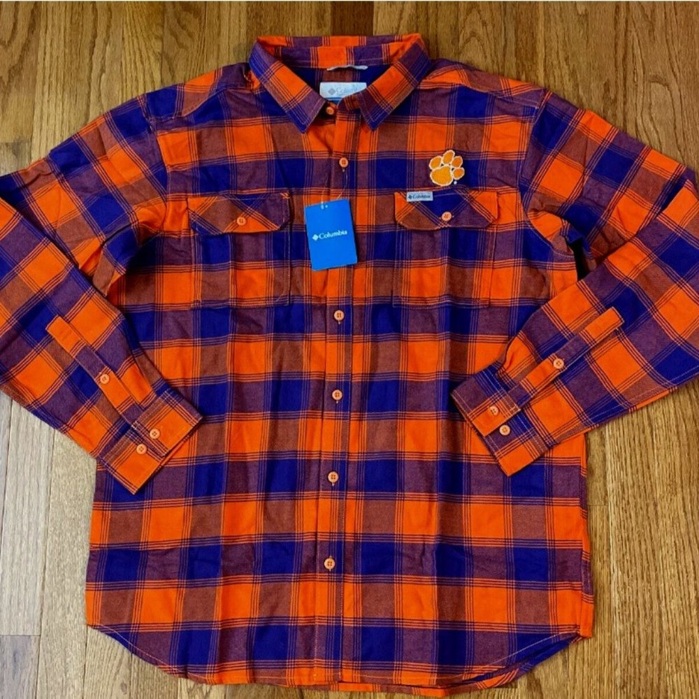 CLEMSON TIGERS FLANNEL SHIRT-COLUMBIA-LARGE-NEW WITH TAGS…